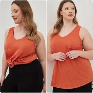 NWT Torrid Classic Fit V Neck Pocket Tank Top Orange size 1